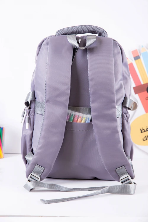 شنطة ظهر مدرسية متعددة الألوان بجيوب متعددة مع محفظة صغيرة