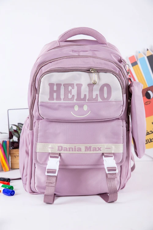 شنطة ظهر مدرسية متعددة الألوان بجيوب متعددة مع مقلمة