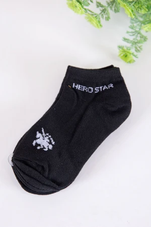 جوارب لون أسود مزينة بكتابات و رسومات باللون الأبيض 3 حبات