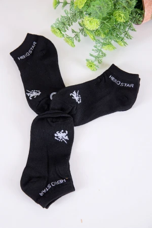 جوارب لون أسود مزينة بكتابات و رسومات باللون الأبيض 3 حبات