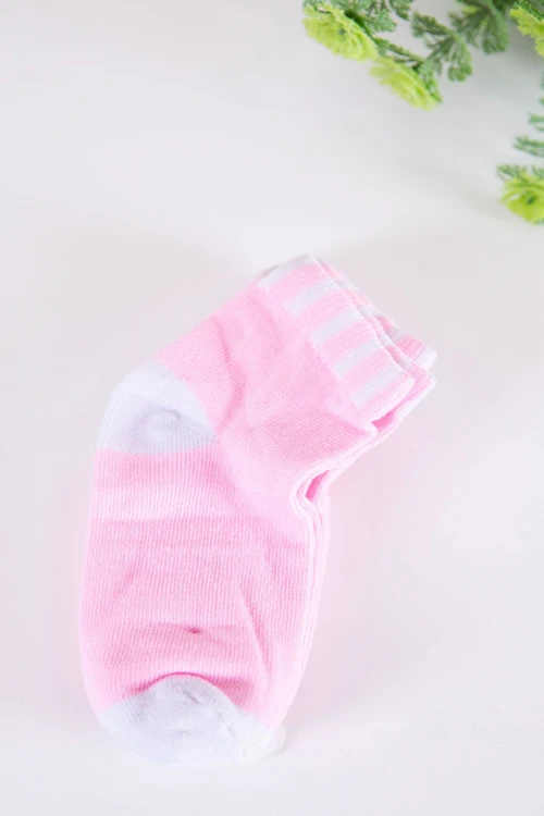 جوارب بناتي لون وردي و أبيض 3 حبات