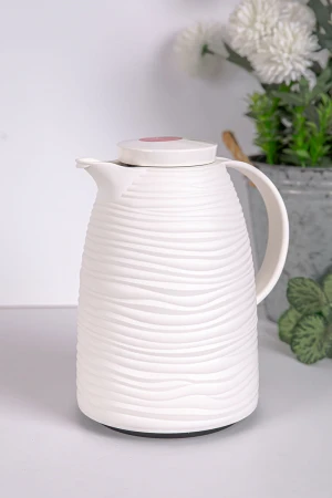 ترمس للقهوة و الشاي لون أبيض مموج حافظ للحرارة و البرودة بسعة 05 لتر