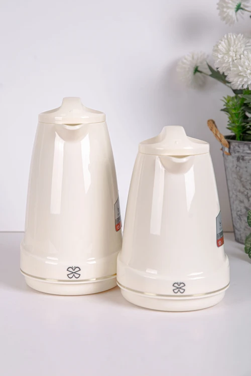 طقم 2 ترامس للقهوة و الشاي لون اوف وايت حافظ للحرارة و البرودة بسعة 1.6 لتر