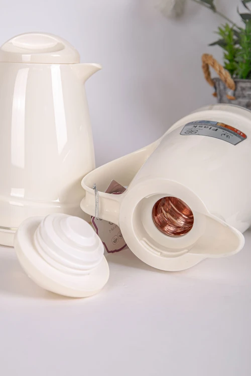 طقم 2 ترامس للقهوة و الشاي لون اوف وايت حافظ للحرارة و البرودة بسعة 1.6 لتر