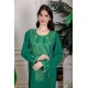 جلابية نسائية لليوم الوطني لون أخضر مزينة بتطريز تراثي بياقة دائرية و أكمام طويلة