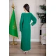 جلابية نسائية لليوم الوطني لون أخضر مزينة بتطريز تراثي بياقة دائرية و أكمام طويلة