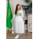 جلابية بناتي قطعتين لليوم الوطني لون أبيض مزينة بتطريز تراثي من الأمام و الأطراف