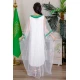 بشت نسائي عسيري لليوم الوطني لون أبيض مزين بتطريز تراثي ياقة دائرية و أكمام طويلة
