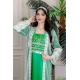 جلابية-نسائية-قطعتين-لليوم-الوطني-لون-أخضر-و-أبيض-تل-مزين-بتطريز
