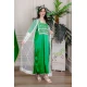 جلابية-نسائية-قطعتين-لليوم-الوطني-لون-أخضر-و-أبيض-تل-مزين-بتطريز