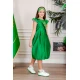 فستان-بناتي-لليوم-الوطني-لون-أخضر-مزين-بوشاح-من-الأمام-بتطريز-