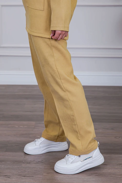 بيجامة عاملة شتوية قطعتين متعددة الألوان بلوزة بياقة قصة سبعة و بجيوب من الأمام مع بنطلون طويل