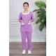بيجامة عاملة قطعتين مبطنة متعددة الألوان بلوزة بياقة مربعة و بجيوب من الأمام بأكمام طويلة مع بنطلون طويل
