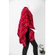 شال شتوي نسائي كاروهات لون أحمر مزين بخيوط باللون الأسود و الأبيض