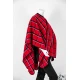 شال شتوي نسائي كاروهات لون أحمر مزين بخيوط باللون الأسود و الأبيض