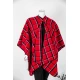 شال شتوي نسائي كاروهات لون أحمر مزين بخيوط باللون الأسود و الأبيض