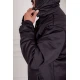جاكيت رجالي شتوي منفوخ لون أسود بقبعة رأس منفصلة قابلة للتركيب و أكمام طويلة و بجيوب وسحاب من الأمام