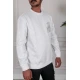 بلوفر رجالي شتوي لون أبيض مزين برسومات و كتابات من الأمام و الخلف و بأكمام طويلة
