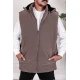 جاكيت رجالي شتوي منفوخ لون بني بقبعة رأس منفصلة قابلة للتركيب بجيوب وسحاب من الأمام و بدون أكمام