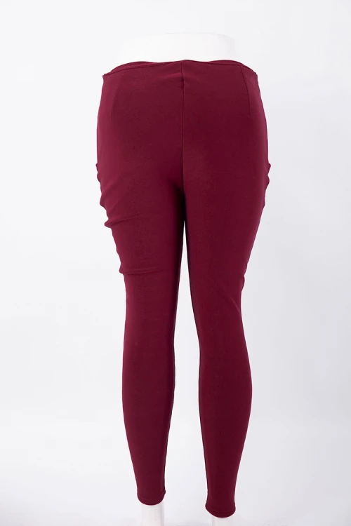 بنطلون نسائي شتوي طويل مبطن لون عودي بجيوب من الجانبين و أزرار من الأمام