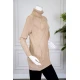 بلوزة نسائية شتوية لون بيج ياقة عالية بجيوب من الجانبين و بأكمام طويلة