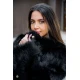 جاكيت فرو نسائي أسود بأكمام طويلة  وأزرار  من الأمام
