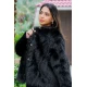 جاكيت فرو نسائي أسود بأكمام طويلة  وأزرار  من الأمام
