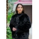 جاكيت فرو نسائي أسود بأكمام طويلة  وأزرار  من الأمام