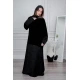 عباية شتوية سوداء من المخمل مع طرحة  أناقة فاخرة ولمسة أنثوية راقية