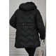 جاكيت نسائي شتوي لون أسود بقبعة منفصلة بفرو قابلة للتركيب و بسحاب و جيوب من الأمام