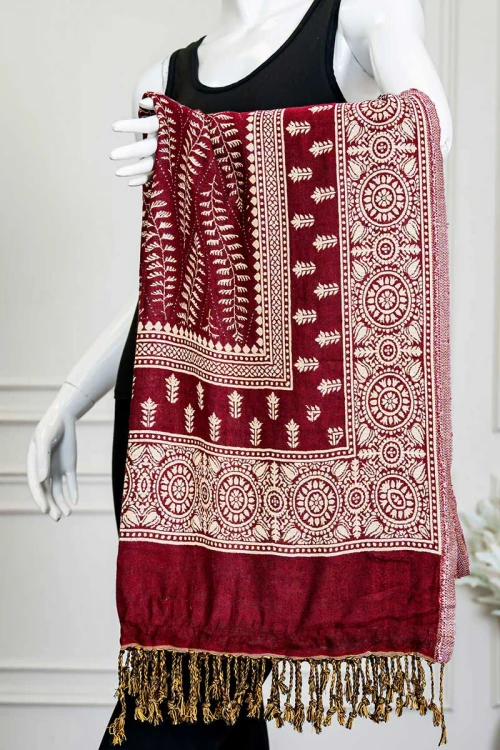 شال كشميري نسائي متعدد الألوان بنقوش ملونة