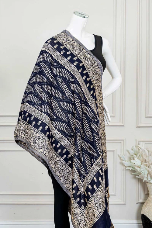 شال كشميري نسائي متعدد الألوان بنقوش ملونة