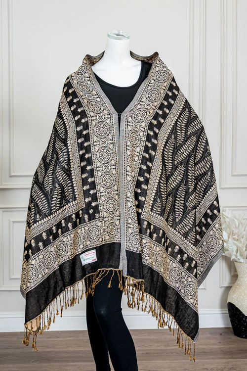 شال كشميري نسائي متعدد الألوان بنقوش ملونة