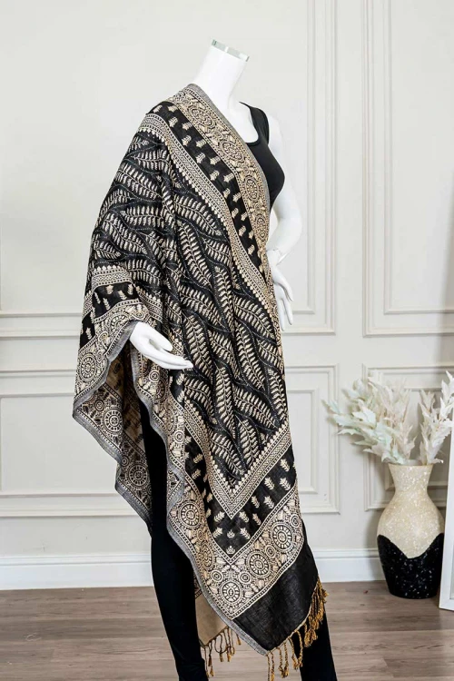 شال كشميري نسائي متعدد الألوان بنقوش ملونة