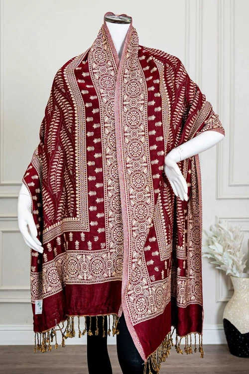 شال كشميري نسائي متعدد الألوان بنقوش ملونة