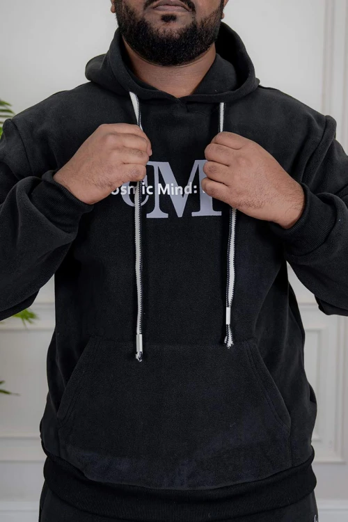 طقم-رجالي-شتوي-قطعتين-لون-أسود-ببلوفر-هودي-قبعة-متصلة-