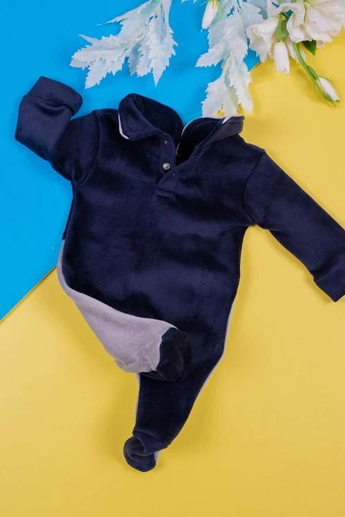 بربتوز-أطفال-لون-رمادي-و-كحلي-بياقة-مطوية-