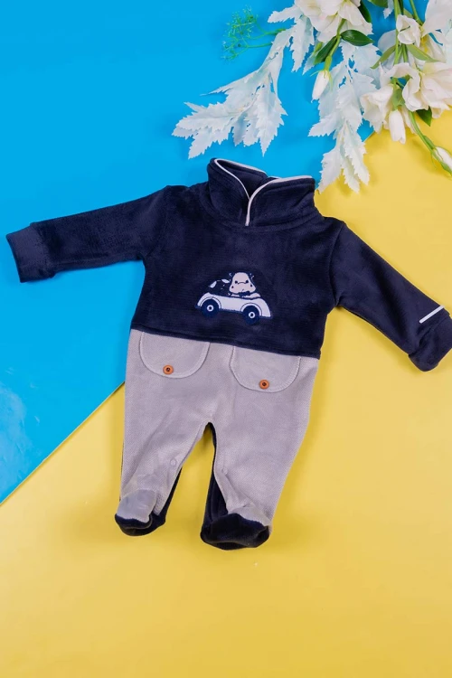 بربتوز-أطفال-لون-رمادي-و-كحلي-بياقة-مطوية-