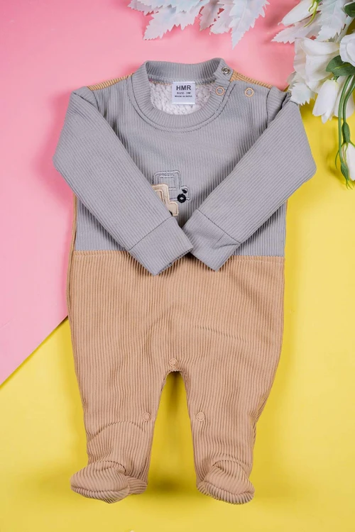 بربتوز-أطفال-شتوي-مبطن-لون-رمادي-و-بيج-مزين-برسومات-