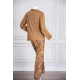 بيجاما-نسائية-قطعتين-لون-بيج-غامق-برسومات-و-كتابات-من-الأمام-