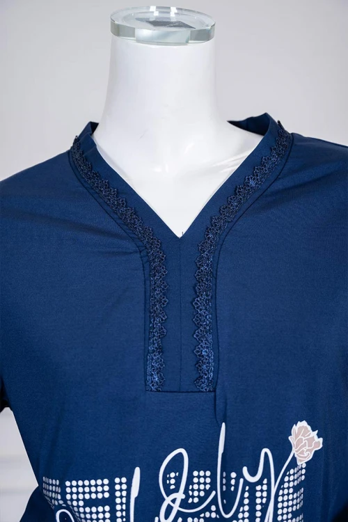 بيجاما-نسائية-قطعتين-لون-كحلي-برسومات-و-كتابات-من-الأمام-