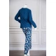بيجاما-نسائية-قطعتين-لون-أزرق-ياقة-دائرية-بأزرار-مزينة-بكتابات