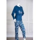 بيجاما-نسائية-قطعتين-لون-أزرق-ياقة-دائرية-بأزرار-مزينة-بكتابات