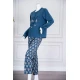 بيجاما-نسائية-قطعتين-لون-تركواز-ياقة-دائرية-بأزرار-مزينة-بكتابات-