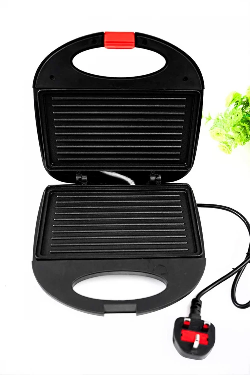 سخان ساندويتشات كهربائي لون أسود مكون من ألواح مسطرة غير لاصقة بقوة 750 واط