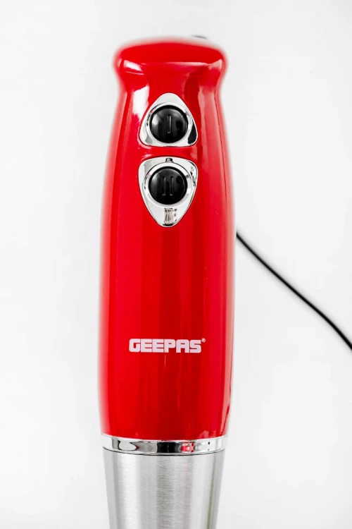 خلاط يدوي كهربائي مكون من 3 قطع لون أحمر و فضي