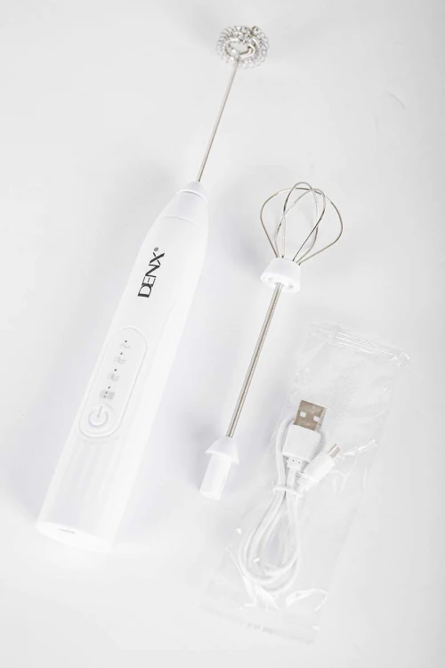 خلاط كهربائي لاسلكي لون أبيض برؤوس خفق مزدوجة من الفولاذ المقاوم للصدأ