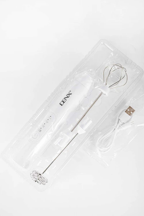 خلاط كهربائي لاسلكي لون أبيض برؤوس خفق مزدوجة من الفولاذ المقاوم للصدأ