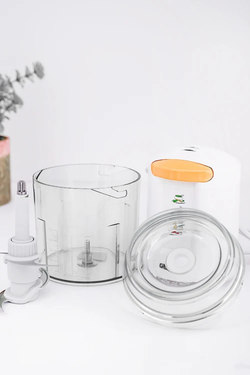 فرامة طعام كهربائية متنقلة بوعاء شفاف وشفرات فولاذية