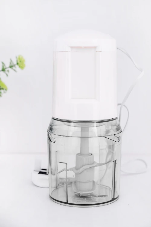 فرامة طعام كهربائية متنقلة بوعاء شفاف وشفرات فولاذية